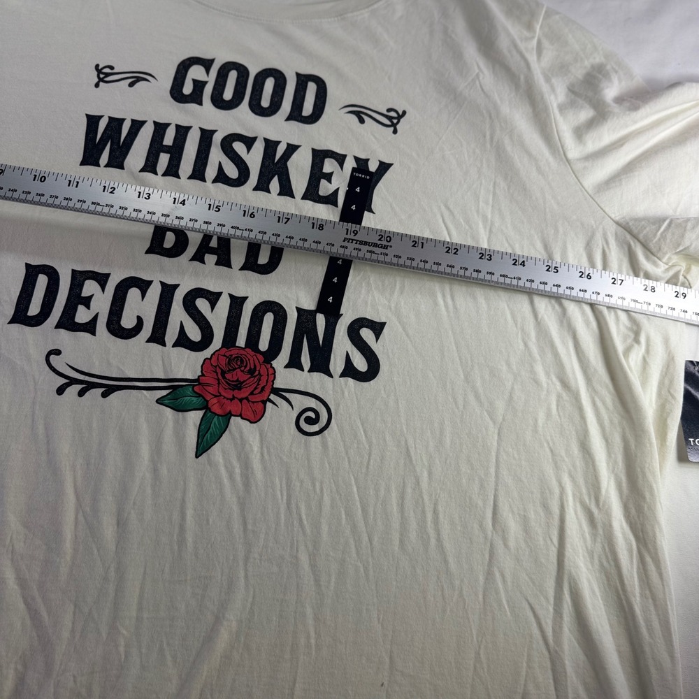 Torrid Heritage Good Whiskey Bad Decisions Graphic Tee Cream Plus Size 4 NEW - Picture 6 of 8